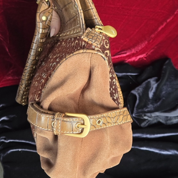 House of Deréon Brown Croc Embossed Tapestry Satchel Handbag - Picture 11 of 13